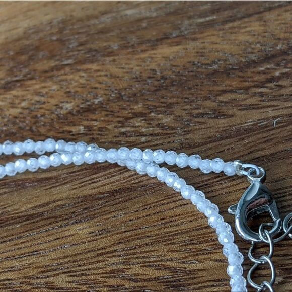 Beaded choker mini beads gemstone necklace bracelet white NWT - Picture 2 of 6